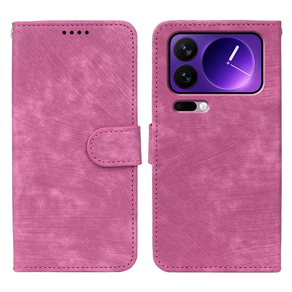 For Xiaomi 17 Pro Max Case Flip Wallet Striped Texture Leather Phone Cover - Rose