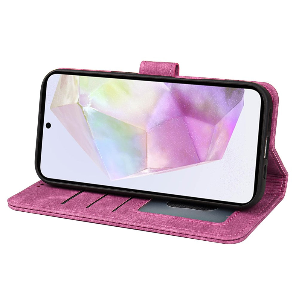 For Xiaomi 17 Pro Max Case Flip Wallet Striped Texture Leather Phone Cover - Rose