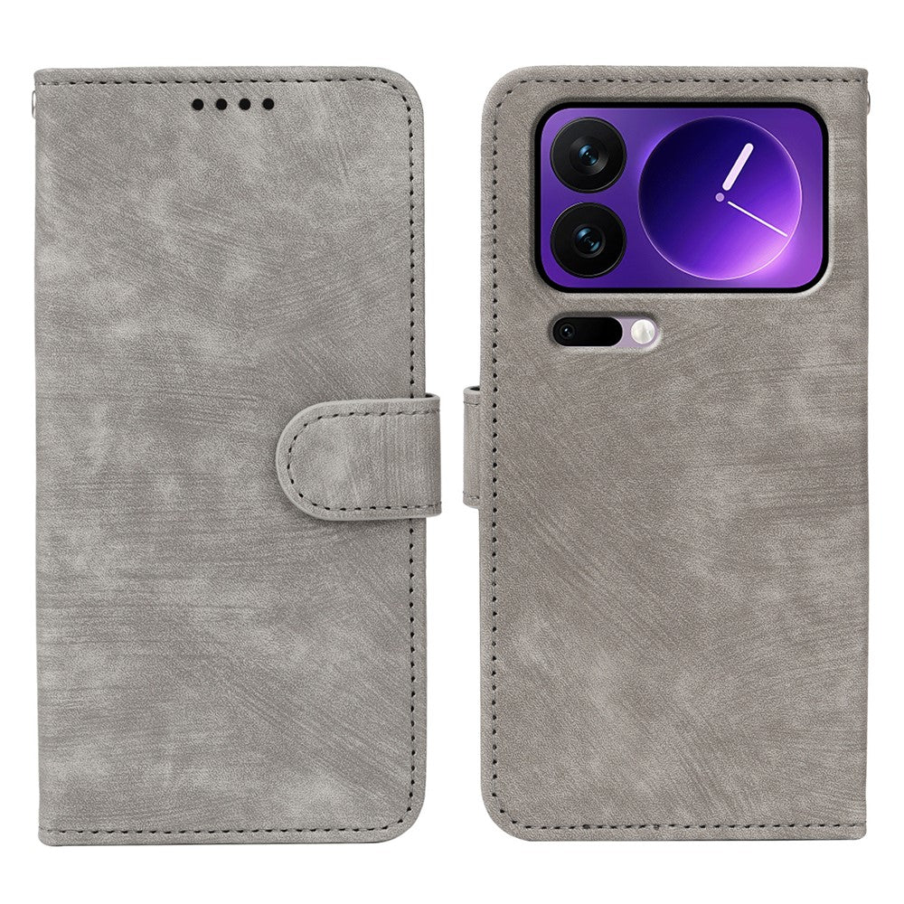 For Xiaomi 17 Pro Max Case Flip Wallet Striped Texture Leather Phone Cover - Grey