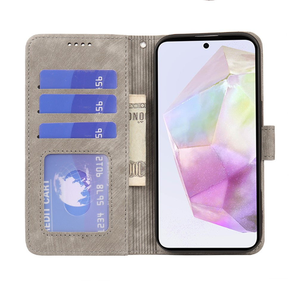 For Xiaomi 17 Pro Max Case Flip Wallet Striped Texture Leather Phone Cover - Grey