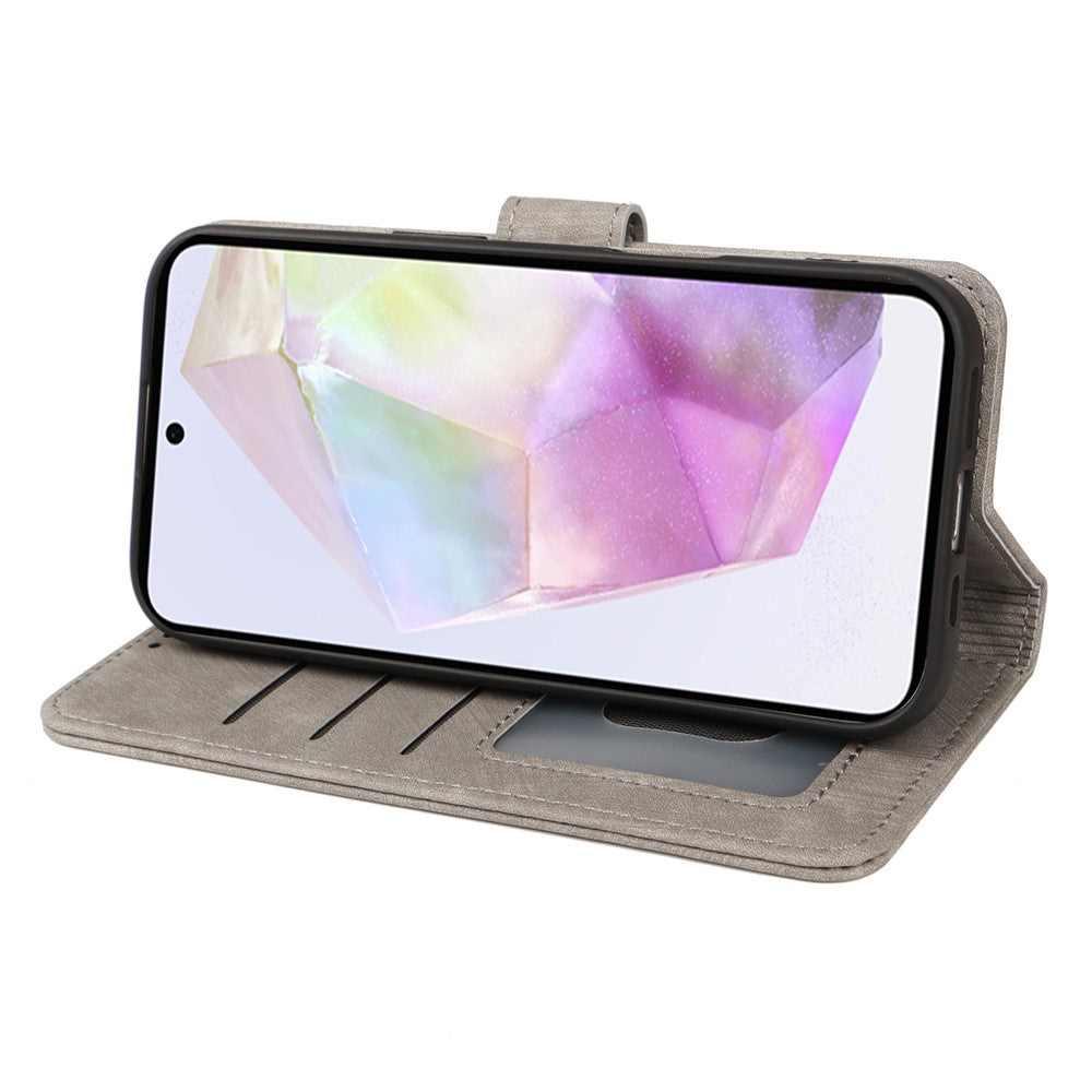 For Xiaomi 17 Pro Max Case Flip Wallet Striped Texture Leather Phone Cover - Grey
