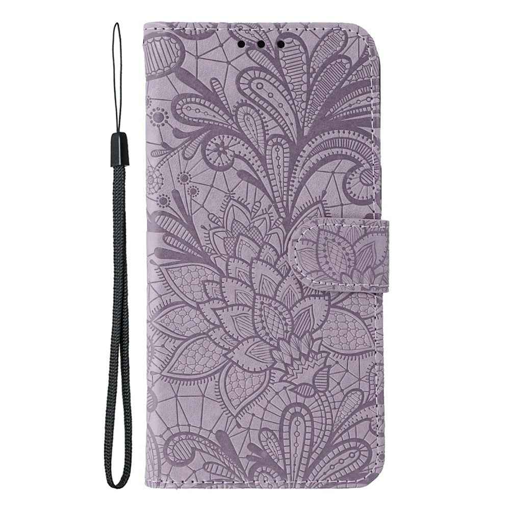 For Xiaomi 17 Pro Case Lace Flowers PU Leather Flip Wallet Phone Cover - Purple