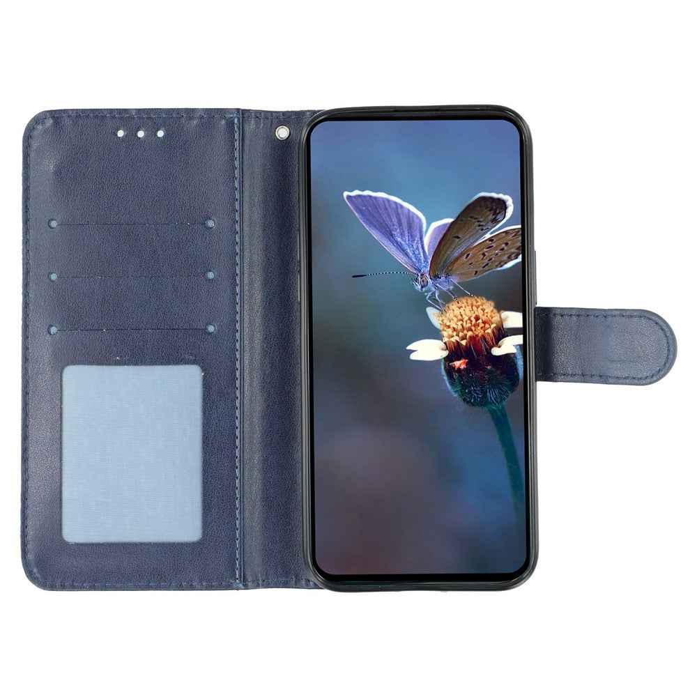 For Xiaomi 17 Pro Case Lace Flowers PU Leather Flip Wallet Phone Cover - Dark Blue