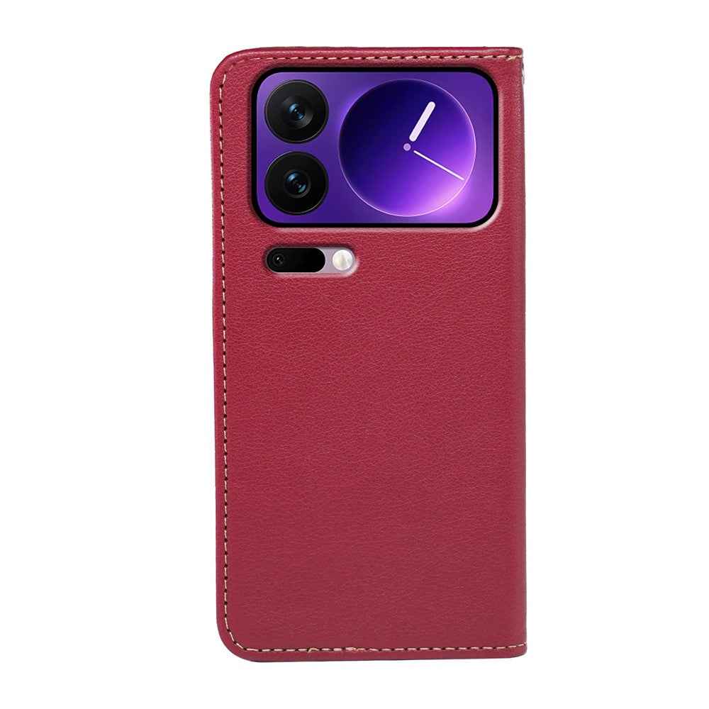 For Xiaomi 17 Pro Case Wallet RFID Blocking Leather Phone Cover Strong Magnetic Closure - Red
