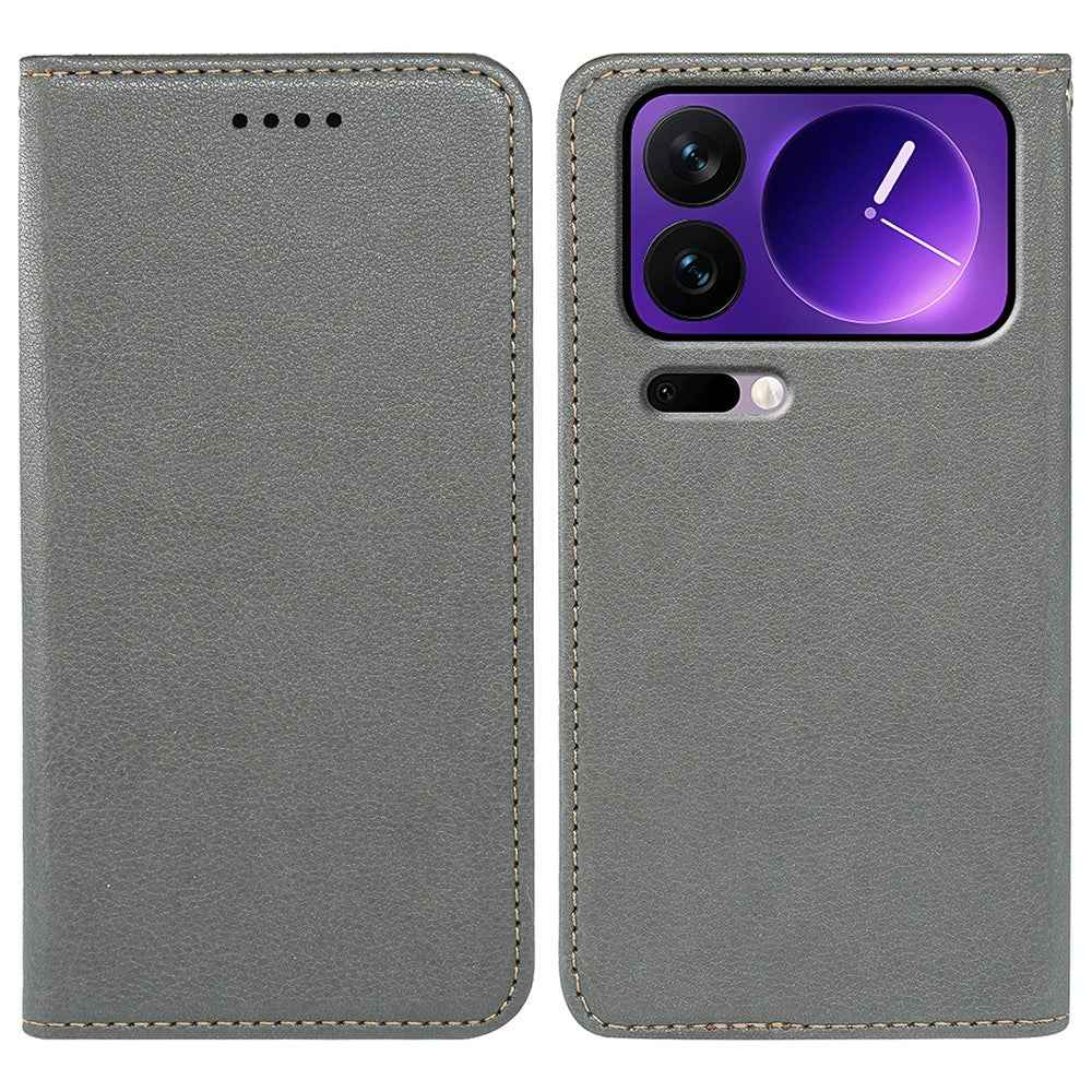 For Xiaomi 17 Pro Case Wallet RFID Blocking Leather Phone Cover Strong Magnetic Closure - Grey