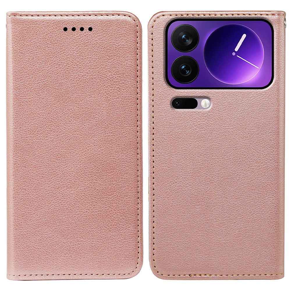 For Xiaomi 17 Pro Case Wallet RFID Blocking Leather Phone Cover Strong Magnetic Closure - Rose Gold