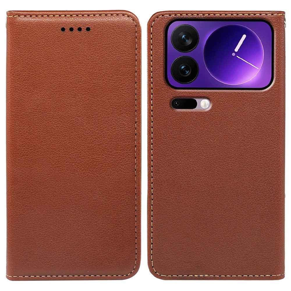 For Xiaomi 17 Pro Case Wallet RFID Blocking Leather Phone Cover Strong Magnetic Closure - Brown