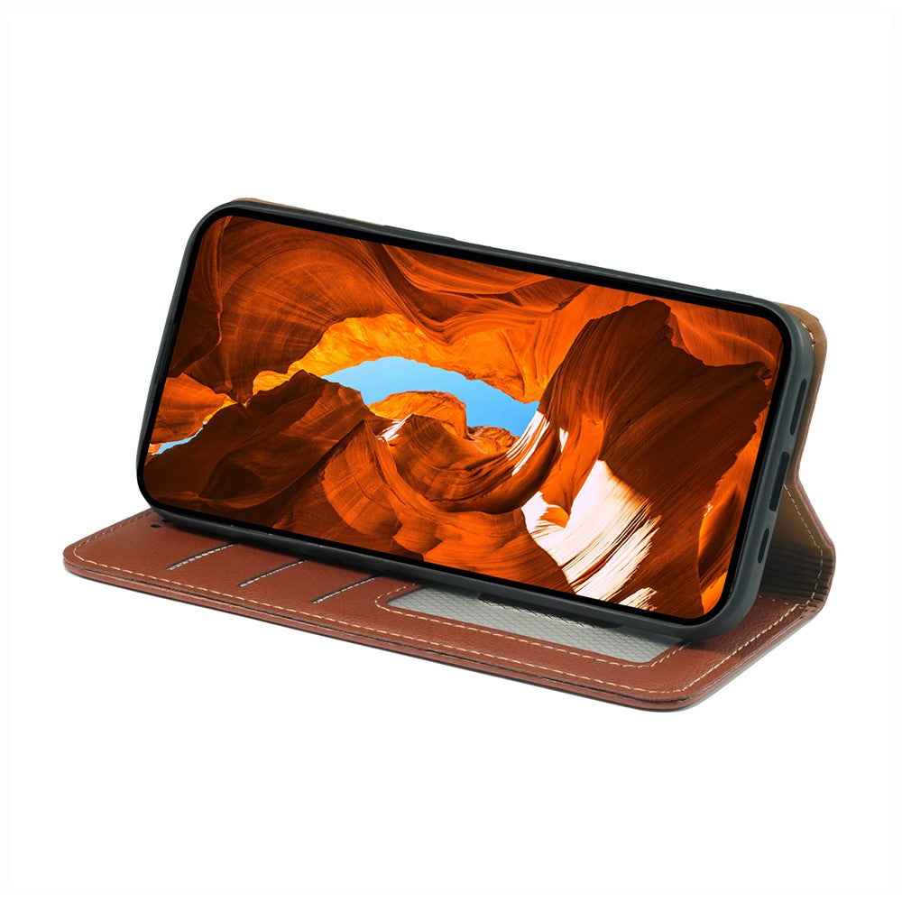 For Xiaomi 17 Pro Case Wallet RFID Blocking Leather Phone Cover Strong Magnetic Closure - Brown