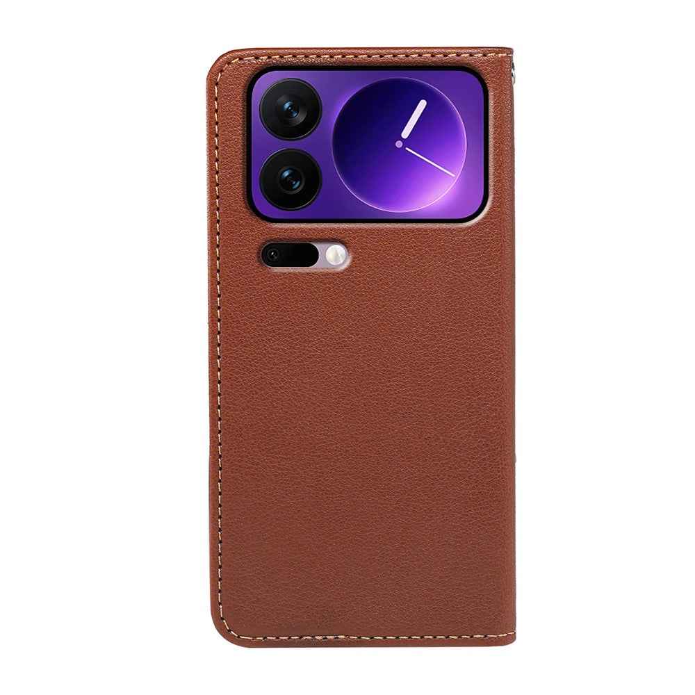 For Xiaomi 17 Pro Case Wallet RFID Blocking Leather Phone Cover Strong Magnetic Closure - Brown