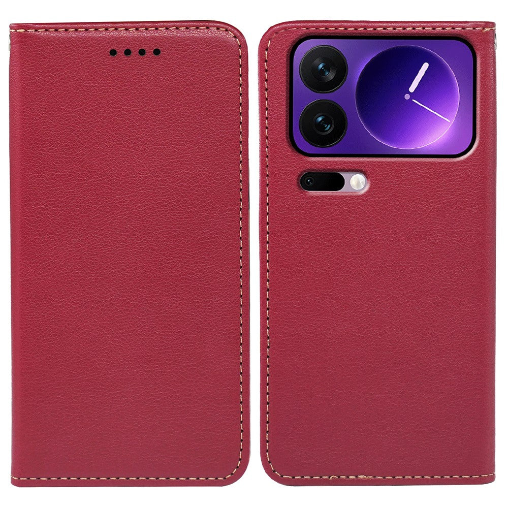 For Xiaomi 17 Pro Max Case Wallet RFID Blocking Leather Phone Cover Strong Magnetic Closure - Red