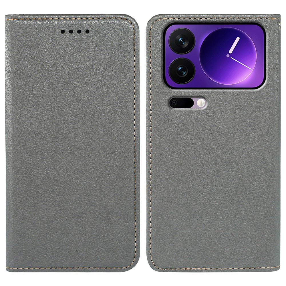 For Xiaomi 17 Pro Max Case Wallet RFID Blocking Leather Phone Cover Strong Magnetic Closure - Grey