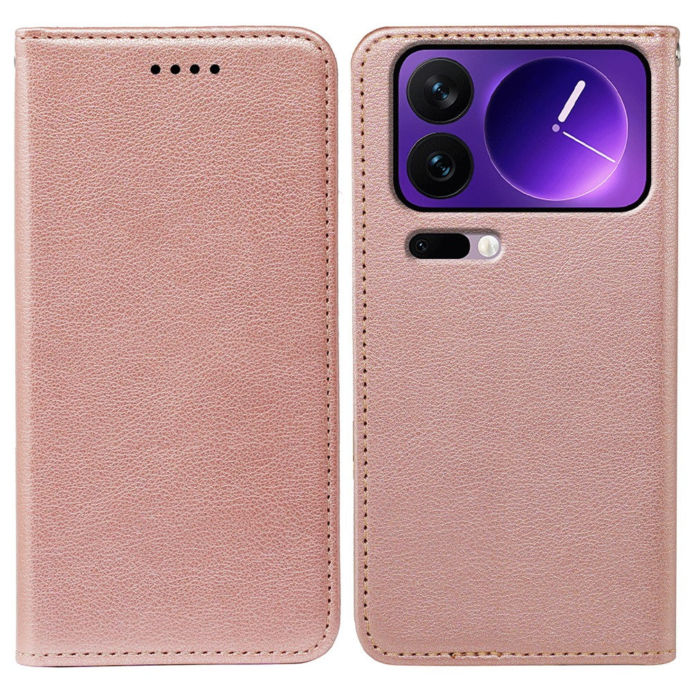 For Xiaomi 17 Pro Max Case Wallet RFID Blocking Leather Phone Cover Strong Magnetic Closure - Rose Gold