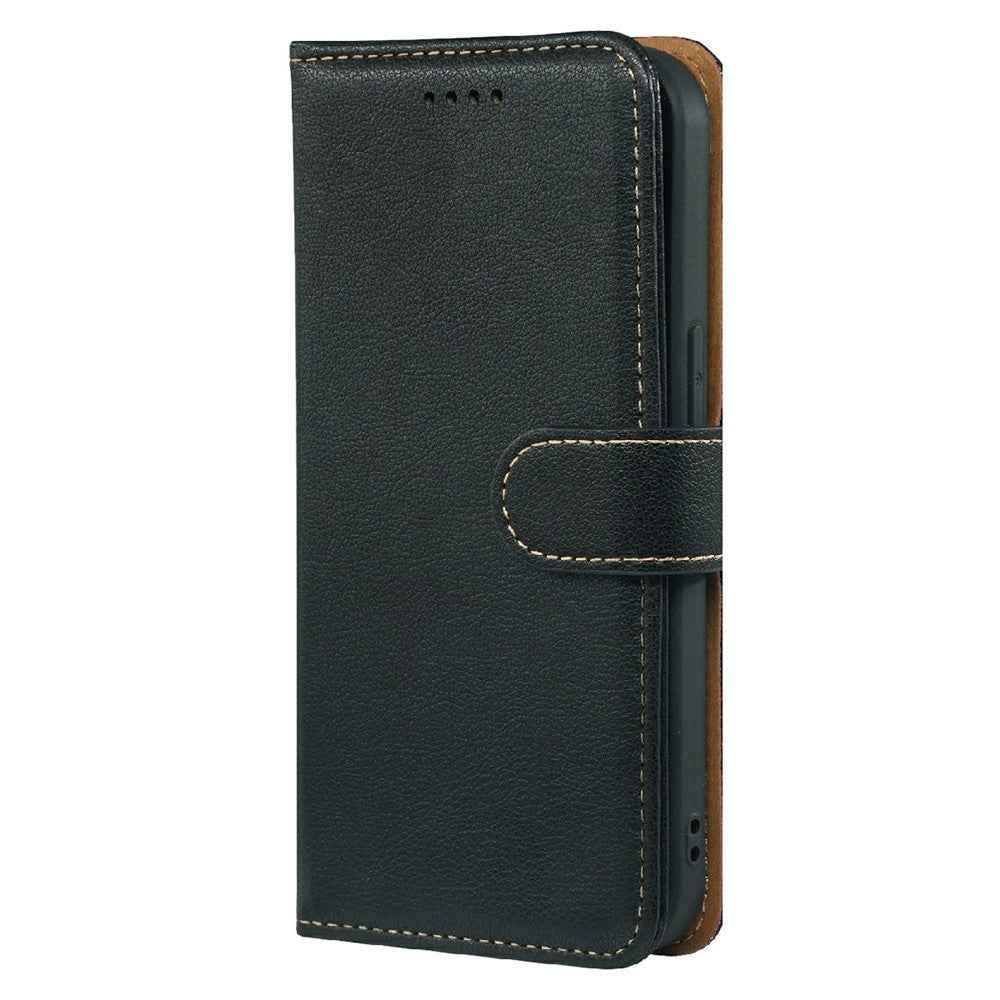 For Xiaomi 17 Pro Case RFID Blocking Wallet Litchi Texture Leather Phone Cover Magnetic Clasp - Black