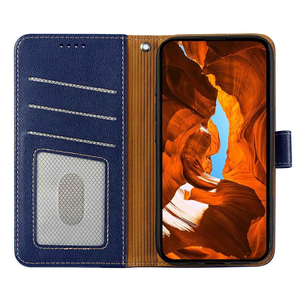 For Xiaomi 17 Pro Case RFID Blocking Wallet Litchi Texture Leather Phone Cover Magnetic Clasp - Blue