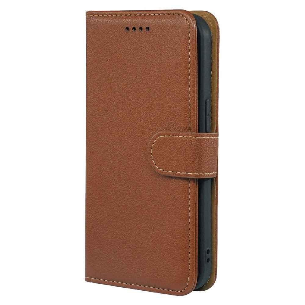 For Xiaomi 17 Pro Case RFID Blocking Wallet Litchi Texture Leather Phone Cover Magnetic Clasp - Brown