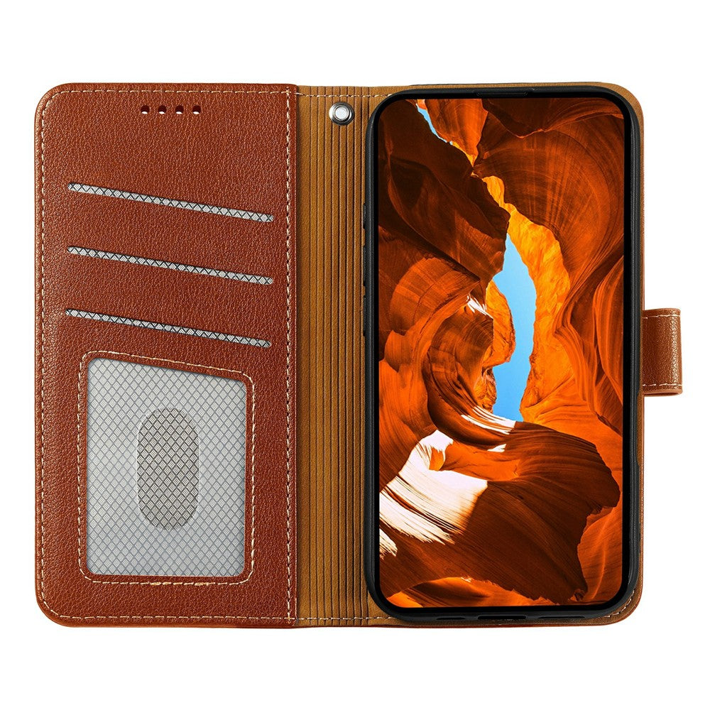 For Xiaomi 17 Pro Max Case RFID Blocking Wallet Litchi Texture Leather Phone Cover Magnetic Clasp - Brown