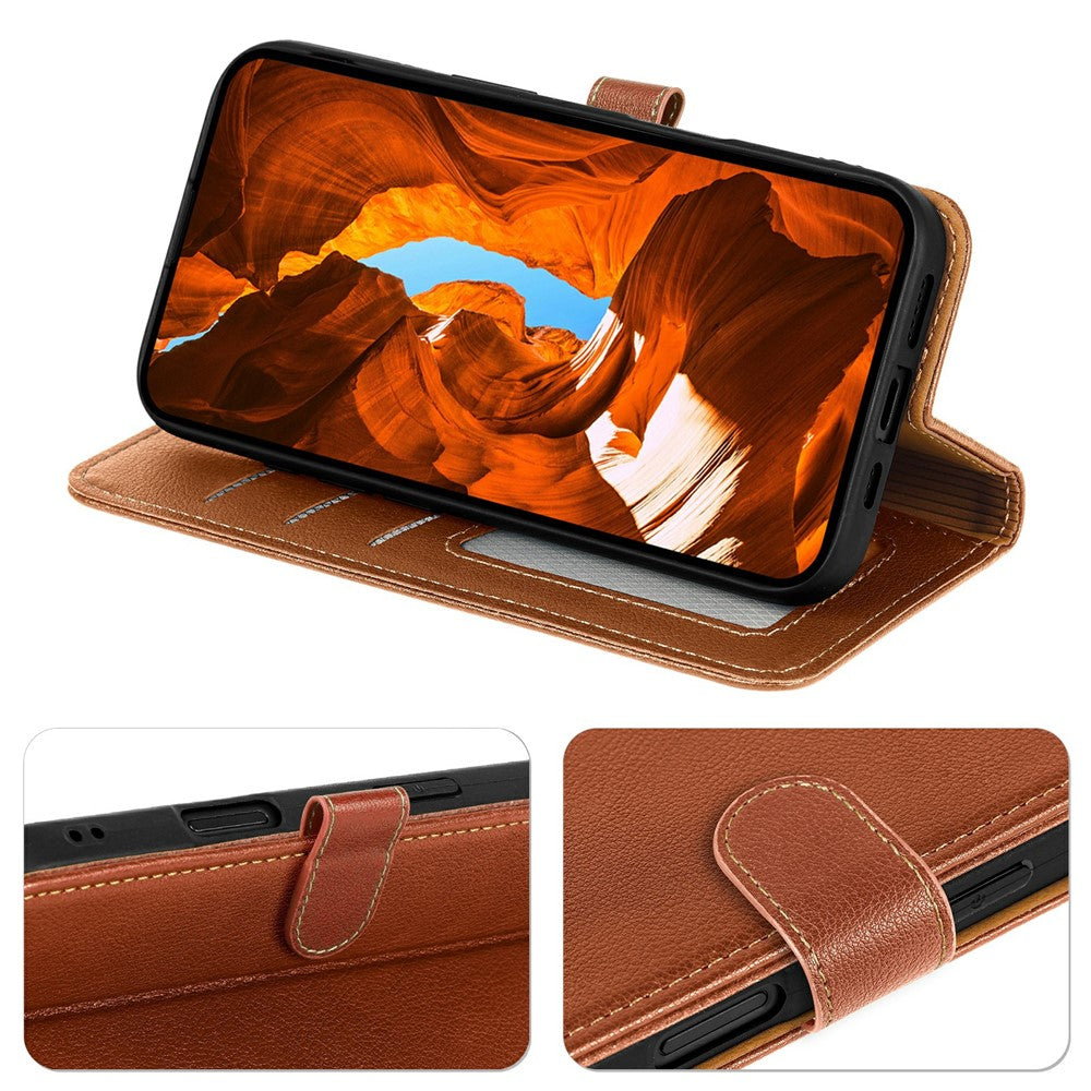 For Xiaomi 17 Pro Max Case RFID Blocking Wallet Litchi Texture Leather Phone Cover Magnetic Clasp - Brown
