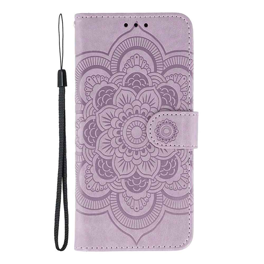 For Xiaomi 17 Pro Case PU Leather Mandala Imprinted Design Wallet Phone Cover with Wrist Strap - Purple