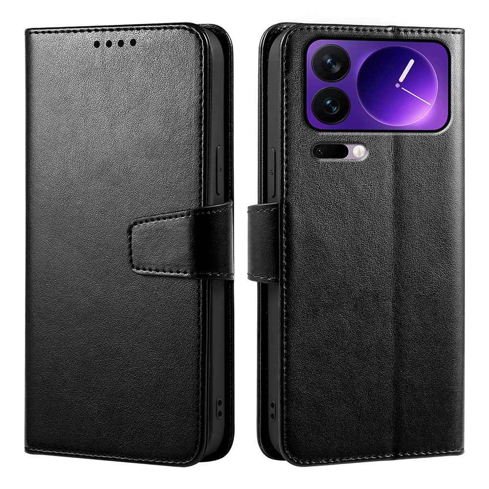 For Xiaomi 17 Pro Case Stand Card Holder Wallet Leather Phone Cover - Black
