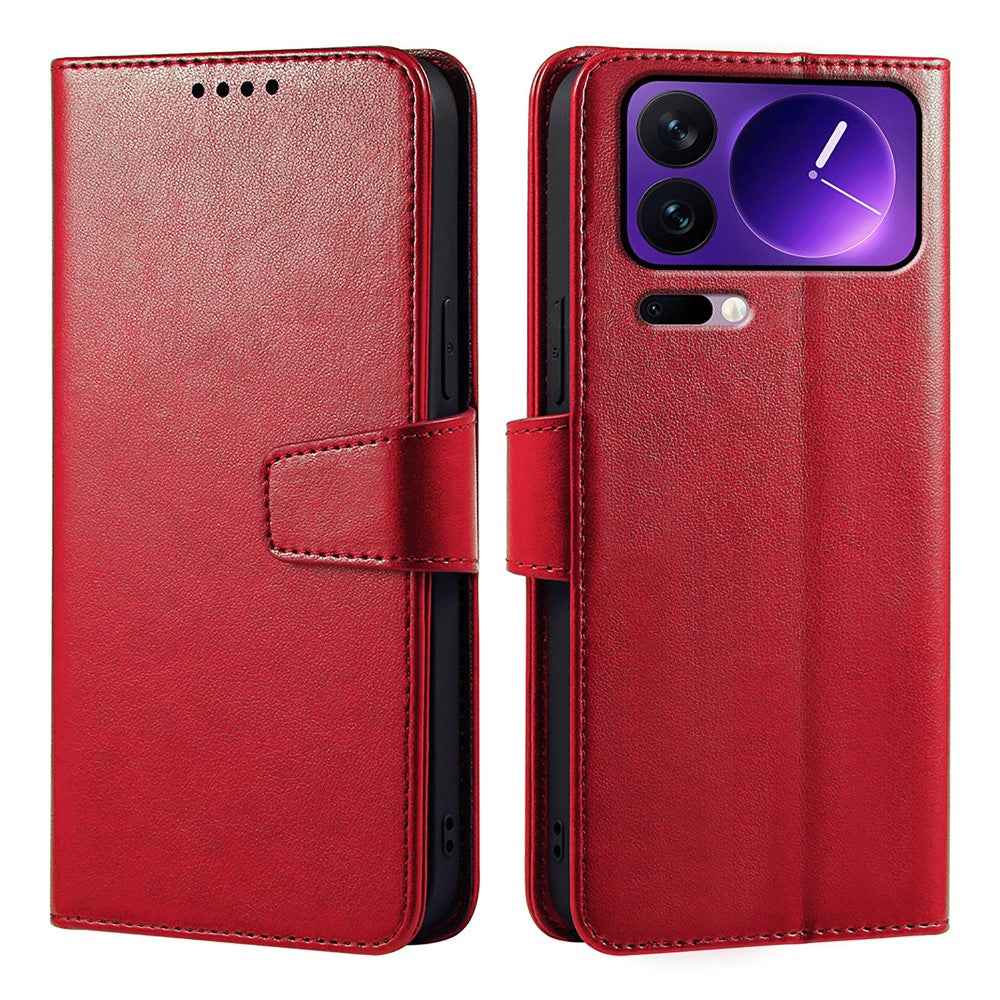 For Xiaomi 17 Pro Case Stand Card Holder Wallet Leather Phone Cover - Red