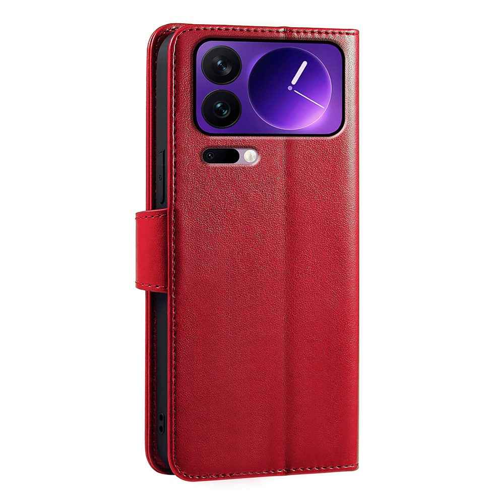 For Xiaomi 17 Pro Case Stand Card Holder Wallet Leather Phone Cover - Red
