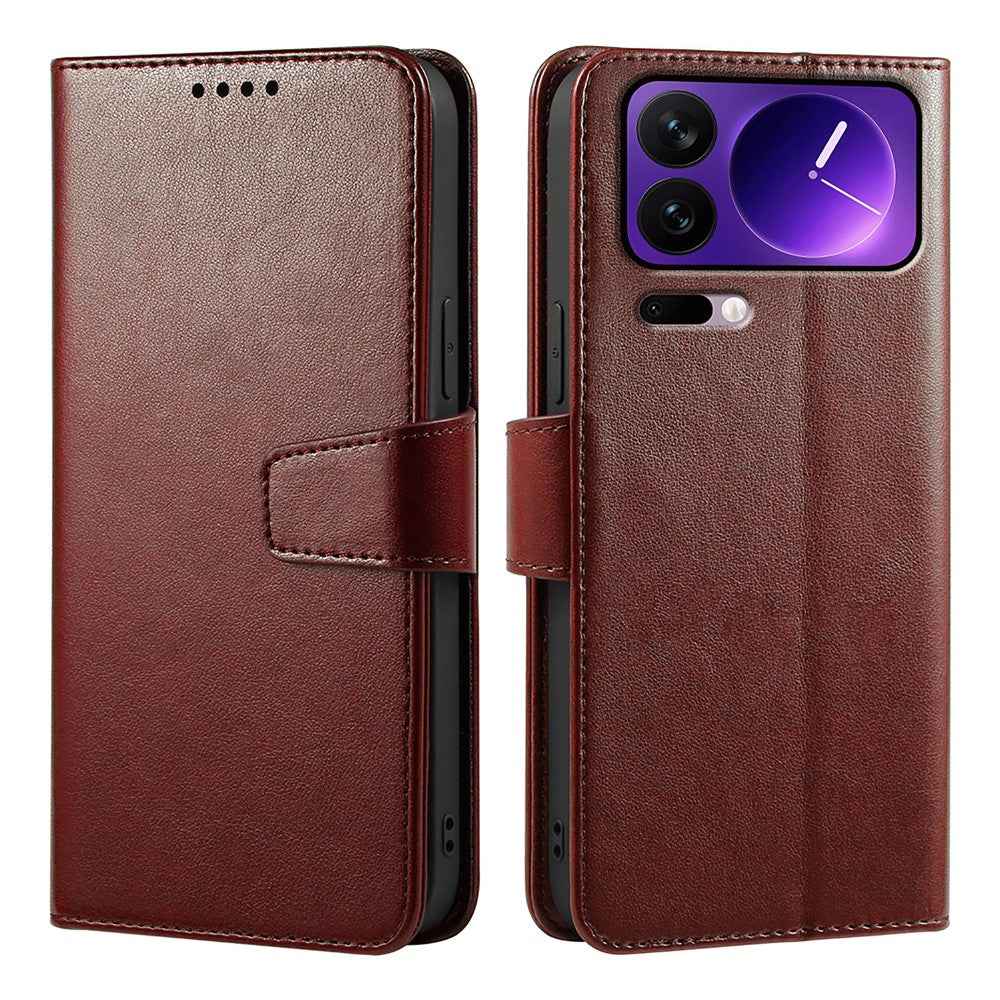 For Xiaomi 17 Pro Case Stand Card Holder Wallet Leather Phone Cover - Brown