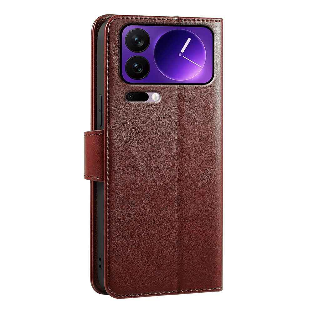 For Xiaomi 17 Pro Case Stand Card Holder Wallet Leather Phone Cover - Brown
