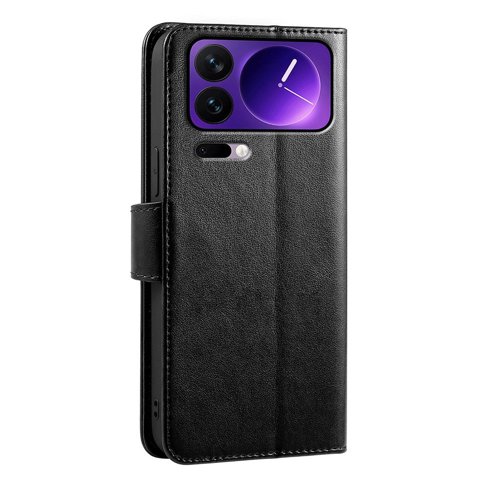 For Xiaomi 17 Pro Max Case Stand Card Holder Wallet Leather Phone Cover - Black