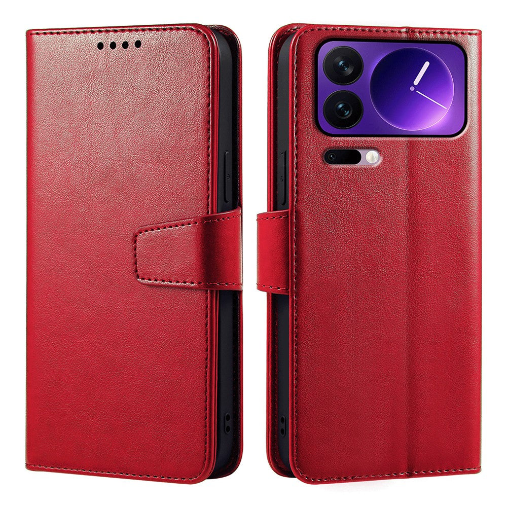 For Xiaomi 17 Pro Max Case Stand Card Holder Wallet Leather Phone Cover - Red