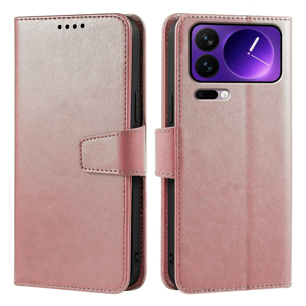 For Xiaomi 17 Pro Max Case Stand Card Holder Wallet Leather Phone Cover - Rose Gold