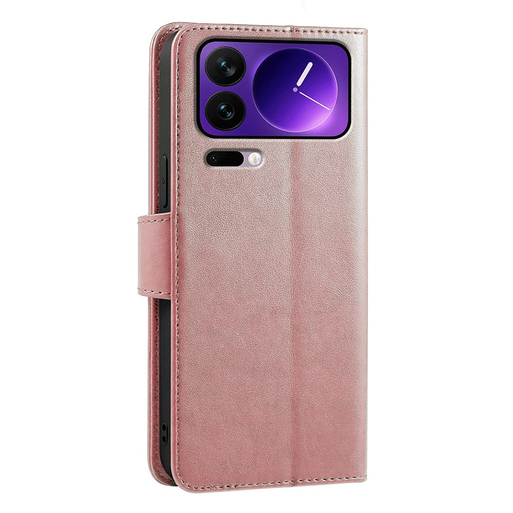 For Xiaomi 17 Pro Max Case Stand Card Holder Wallet Leather Phone Cover - Rose Gold