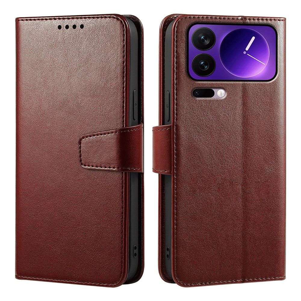 For Xiaomi 17 Pro Max Case Stand Card Holder Wallet Leather Phone Cover - Brown