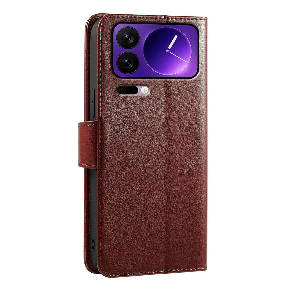 For Xiaomi 17 Pro Max Case Stand Card Holder Wallet Leather Phone Cover - Brown