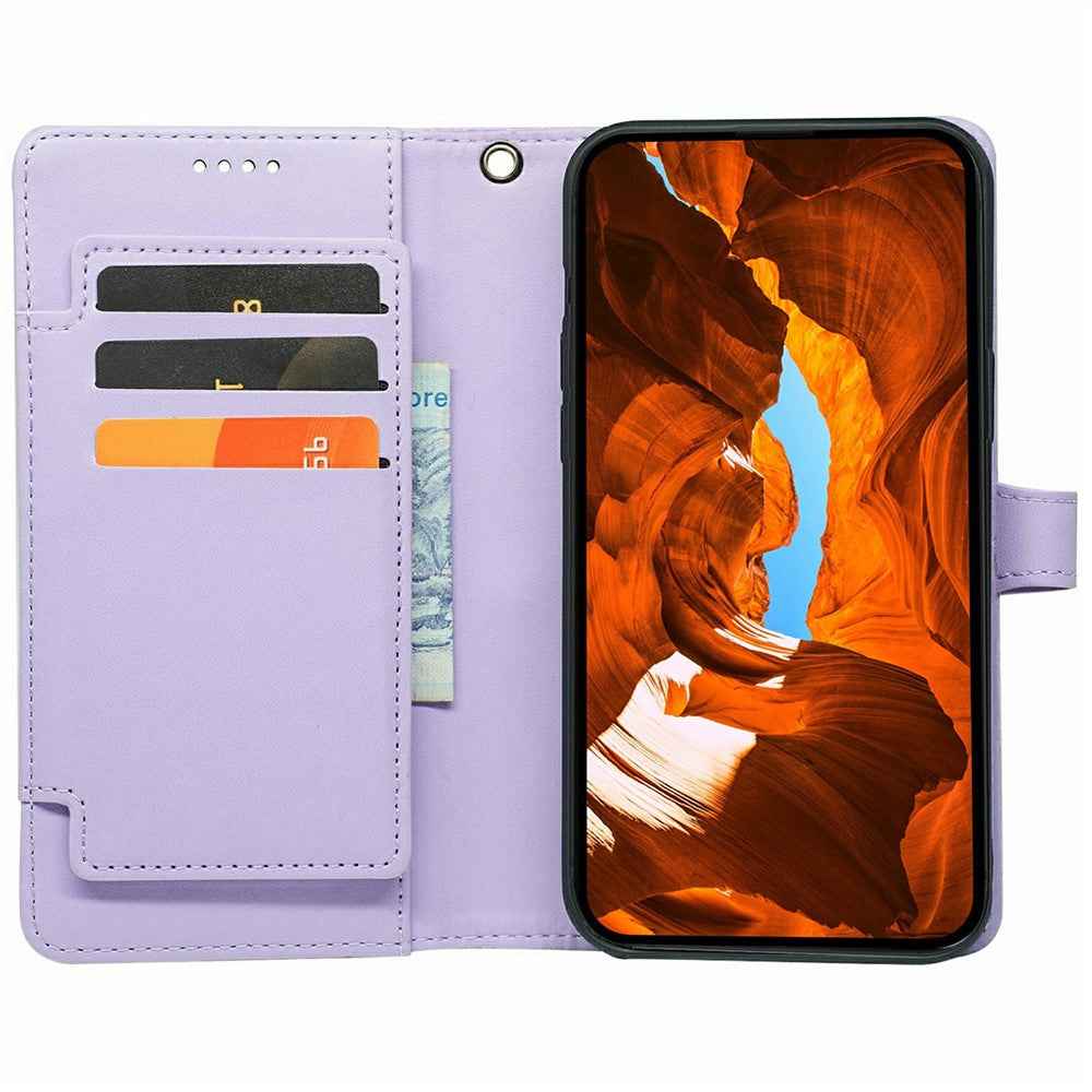 For Xiaomi 17 Pro Case with 9 Card Slots PU Leather Stand Phone Cover - Purple
