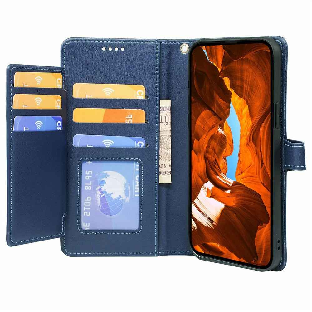 For Xiaomi 17 Pro Case with 9 Card Slots PU Leather Stand Phone Cover - Blue