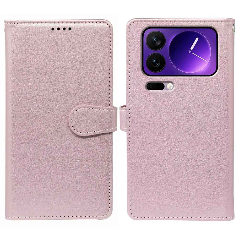 For Xiaomi 17 Pro Case with 9 Card Slots PU Leather Stand Phone Cover - Rose Gold