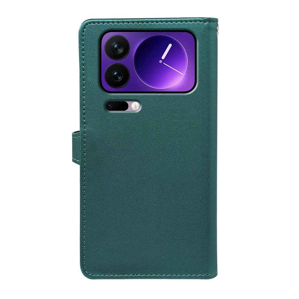 For Xiaomi 17 Pro Case with 9 Card Slots PU Leather Stand Phone Cover - Green
