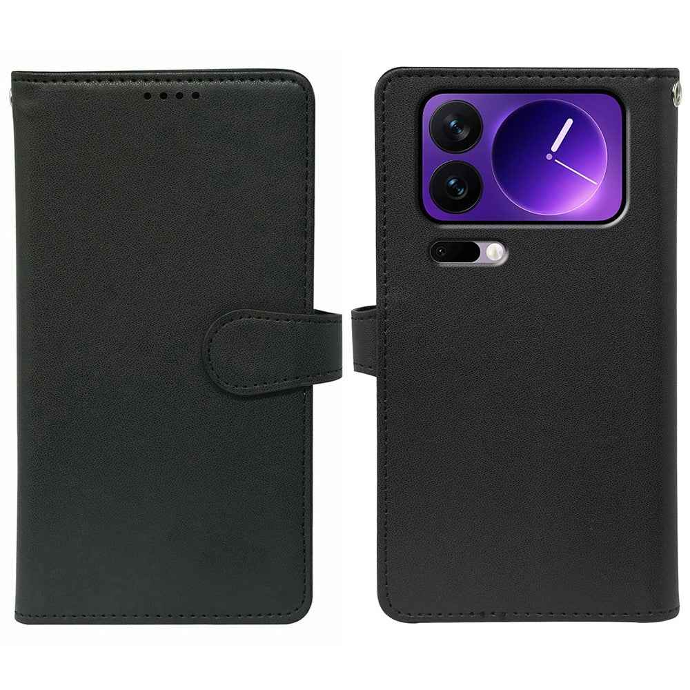 For Xiaomi 17 Pro Case with 9 Card Slots PU Leather Stand Phone Cover - Black