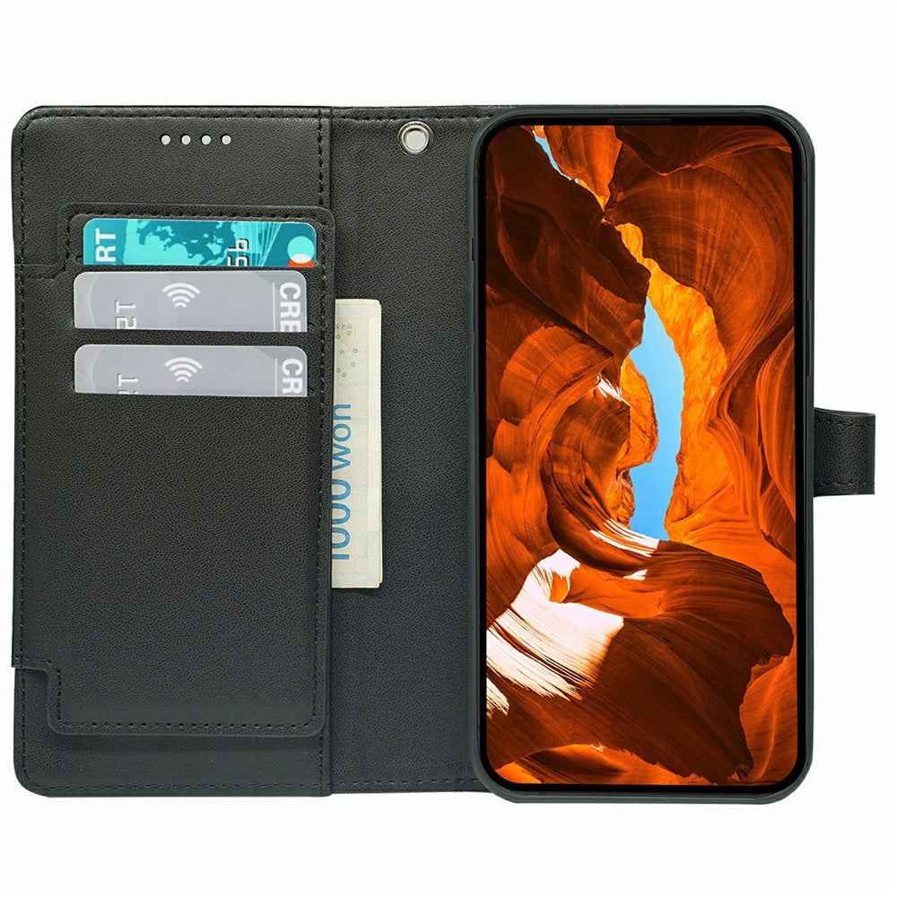For Xiaomi 17 Pro Case with 9 Card Slots PU Leather Stand Phone Cover - Black