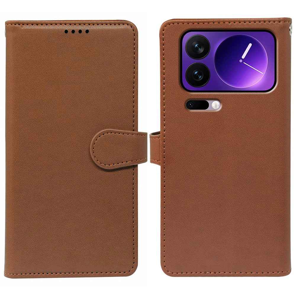 For Xiaomi 17 Pro Case with 9 Card Slots PU Leather Stand Phone Cover - Brown