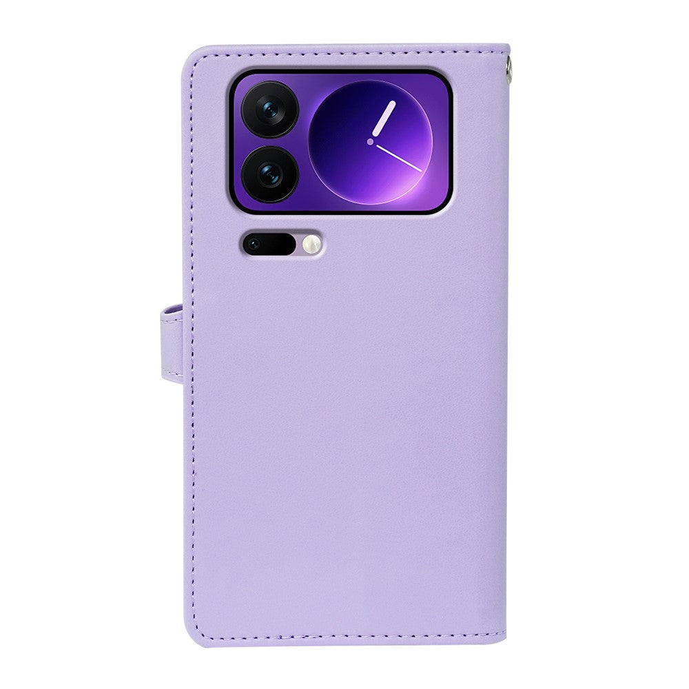 For Xiaomi 17 Pro Max Case with 9 Card Slots PU Leather Stand Phone Cover - Purple