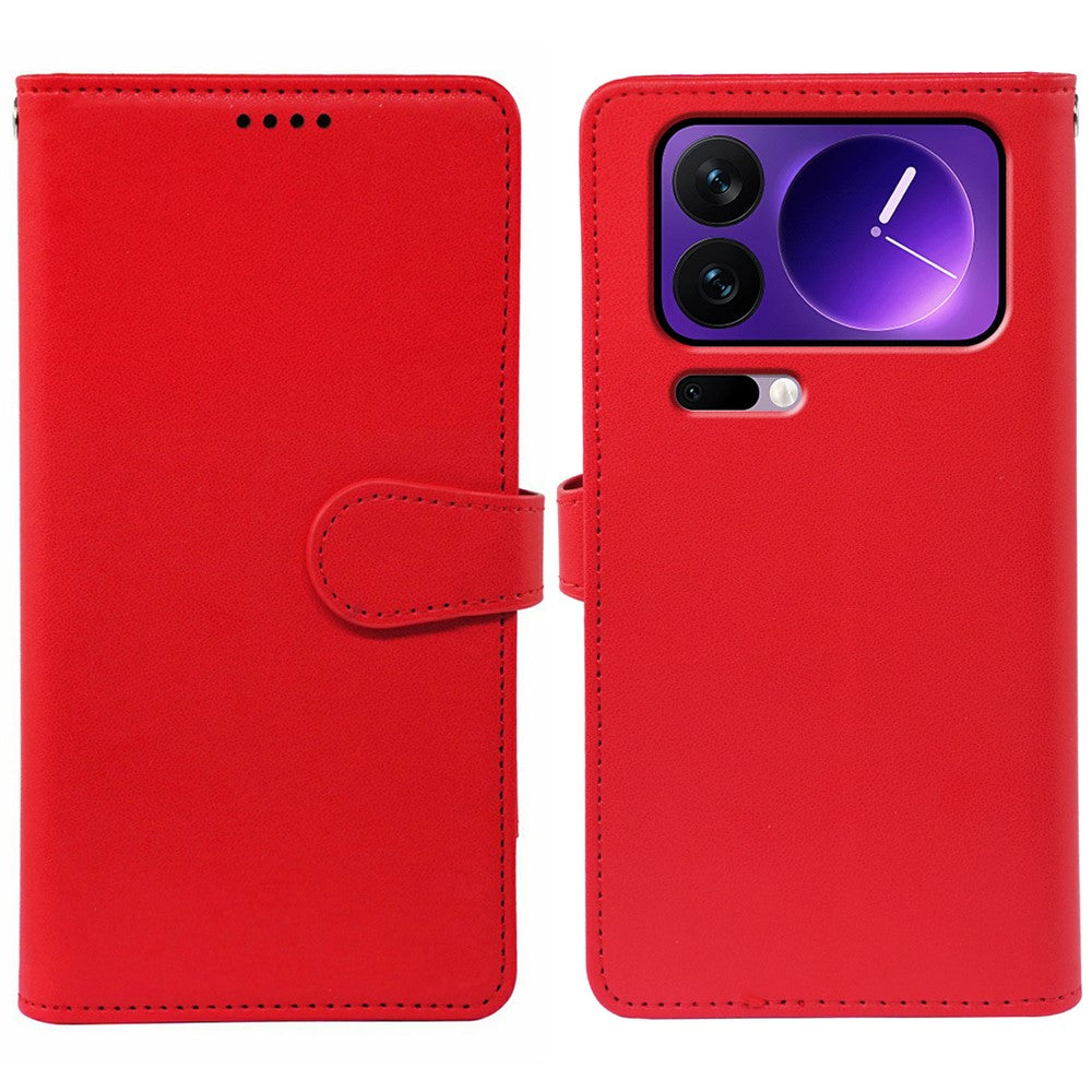 For Xiaomi 17 Pro Max Case with 9 Card Slots PU Leather Stand Phone Cover - Red