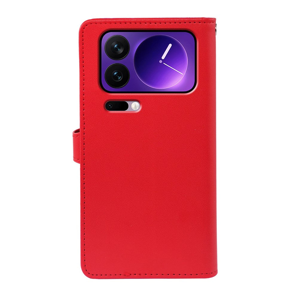 For Xiaomi 17 Pro Max Case with 9 Card Slots PU Leather Stand Phone Cover - Red