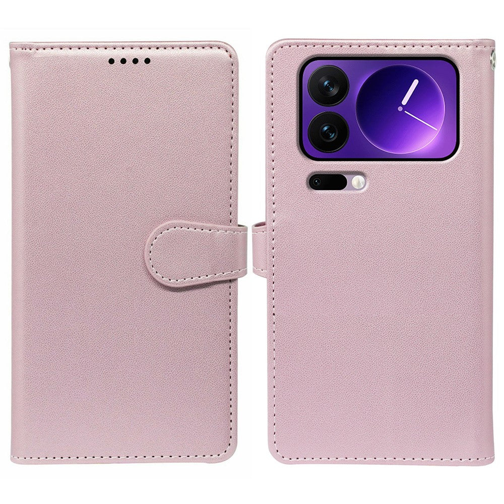 For Xiaomi 17 Pro Max Case with 9 Card Slots PU Leather Stand Phone Cover - Rose Gold