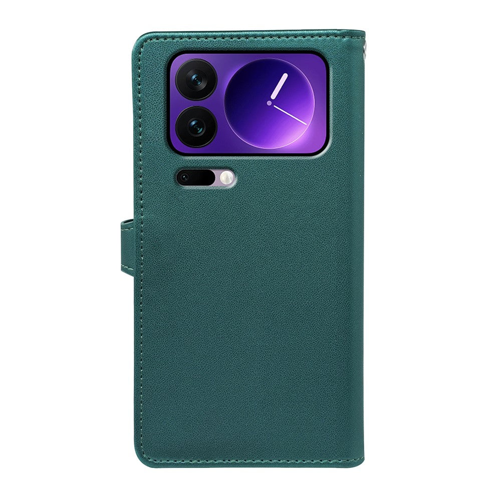 For Xiaomi 17 Pro Max Case with 9 Card Slots PU Leather Stand Phone Cover - Green