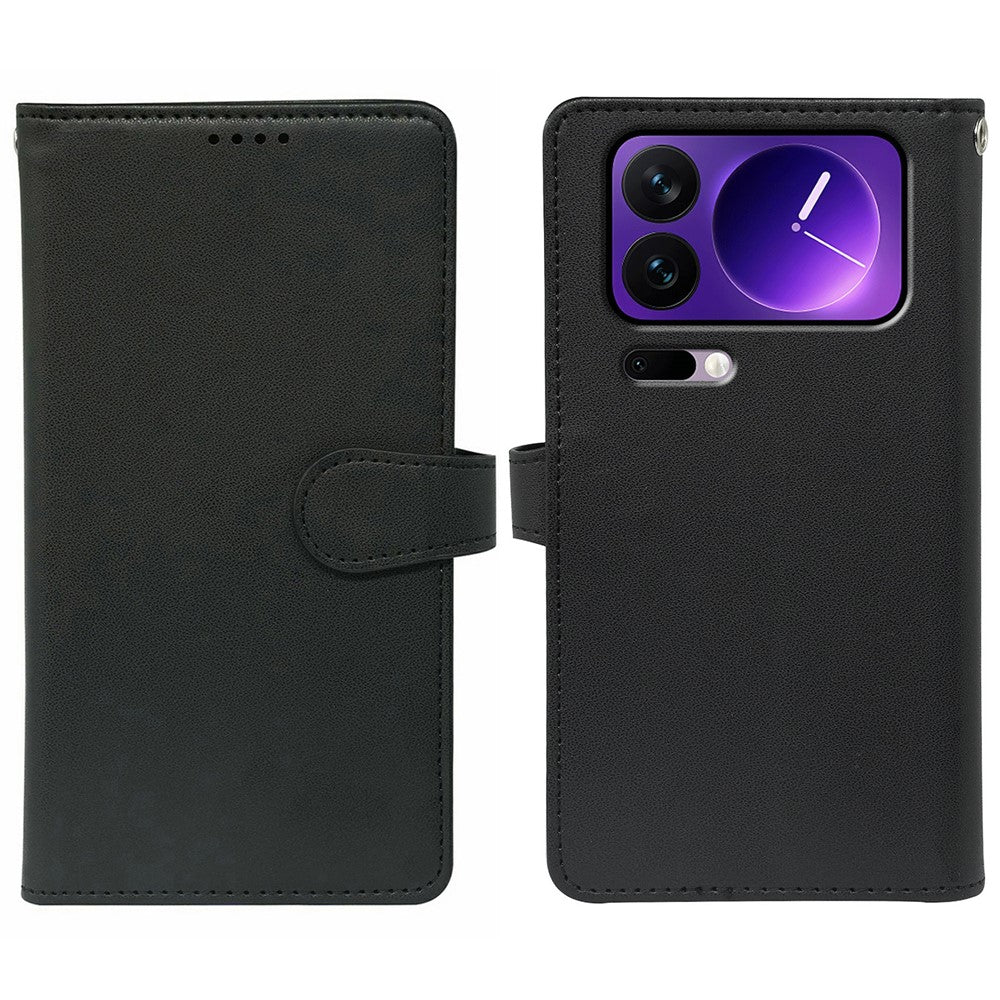 For Xiaomi 17 Pro Max Case with 9 Card Slots PU Leather Stand Phone Cover - Black