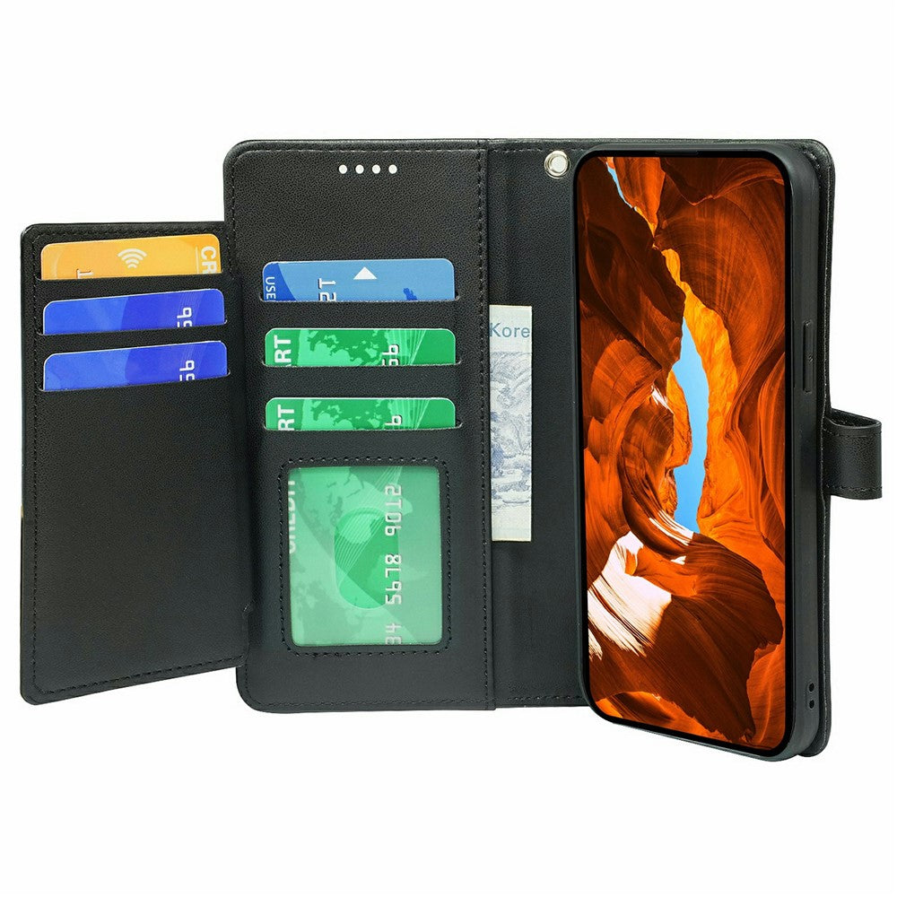 For Xiaomi 17 Pro Max Case with 9 Card Slots PU Leather Stand Phone Cover - Black