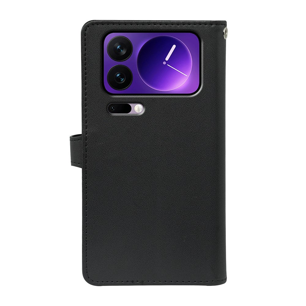 For Xiaomi 17 Pro Max Case with 9 Card Slots PU Leather Stand Phone Cover - Black