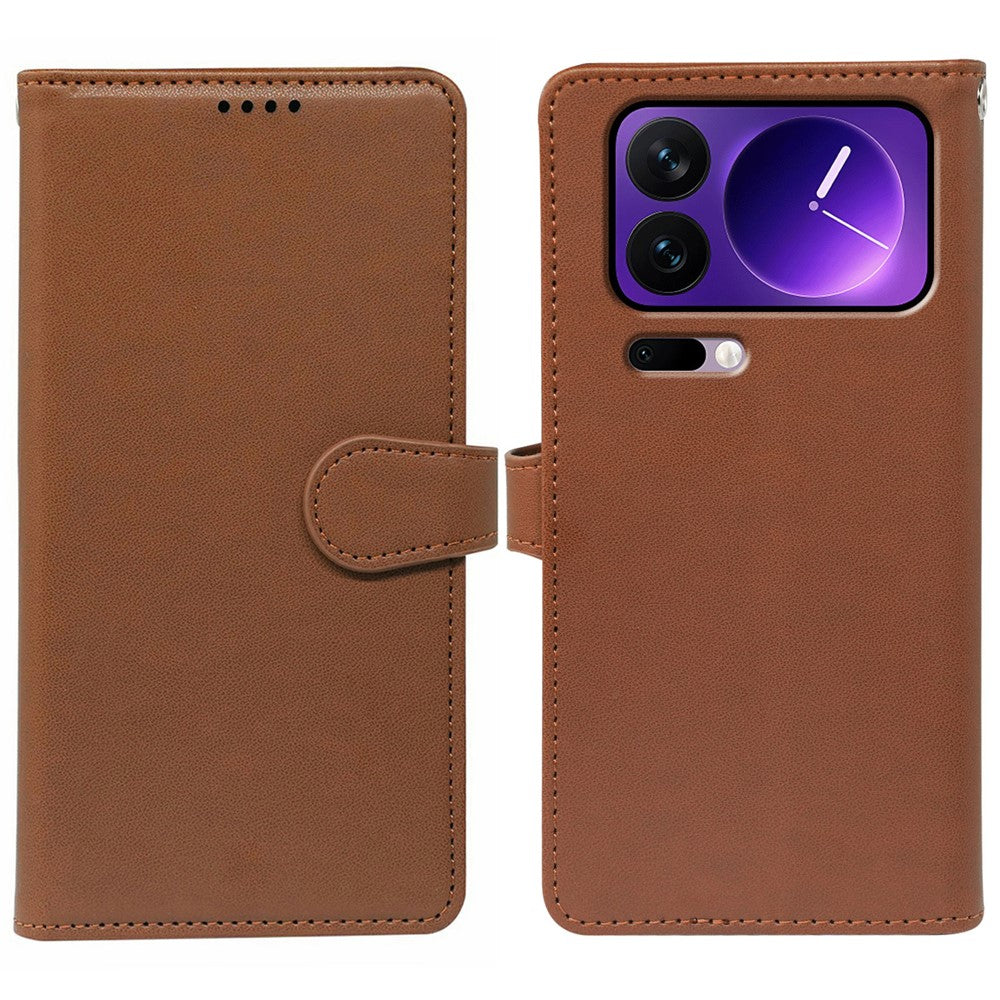 For Xiaomi 17 Pro Max Case with 9 Card Slots PU Leather Stand Phone Cover - Brown