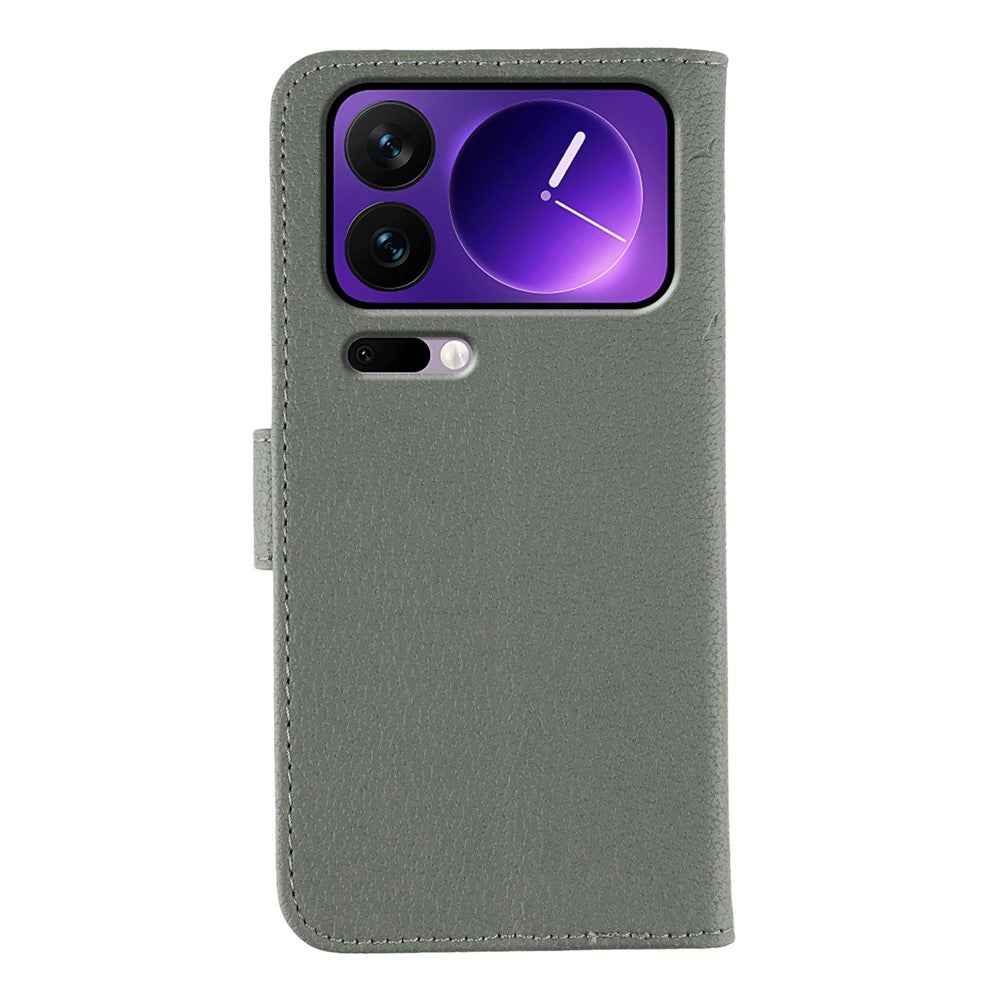 For Xiaomi 17 Pro Case Feather Imprint PU Leather Wallet Phone Cover - Grey